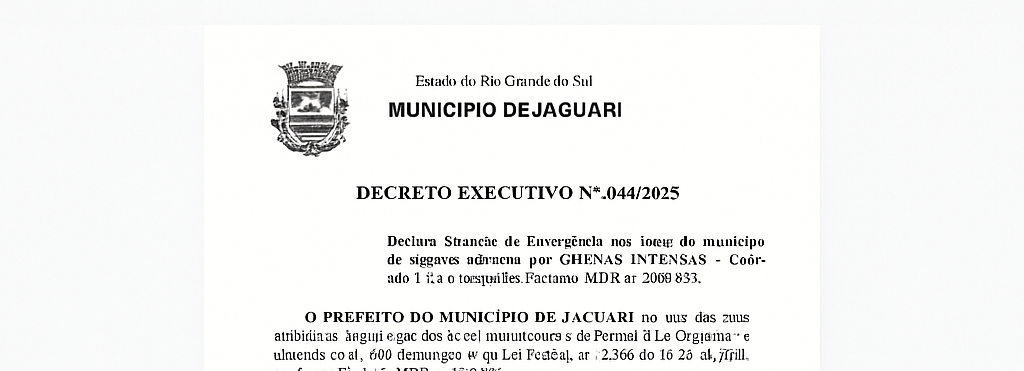 PREFEITURA DE JAGUARI DECRETA SITUAÇÃO DE EMERGÊNCIA