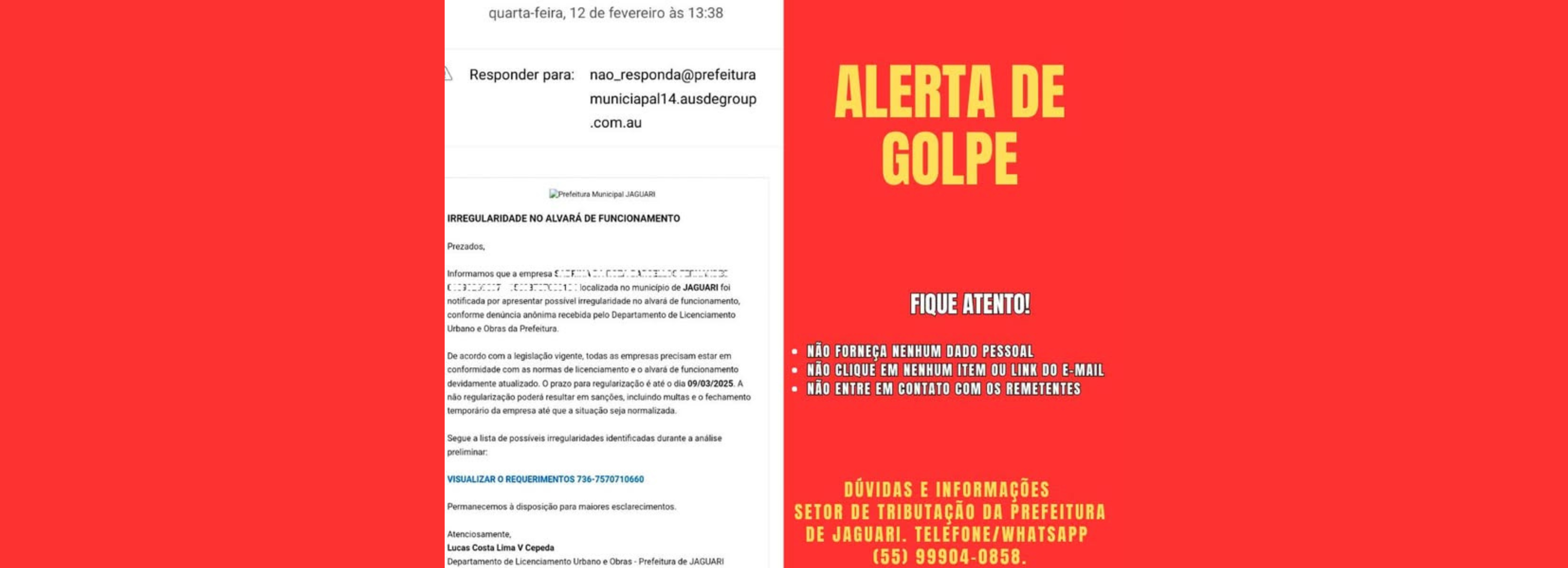 ALERTA DE GOLPE: CUIDADO COM E-MAILS FALSOS SOBRE ALVARÁS