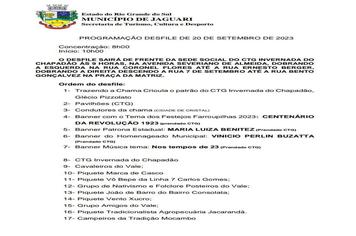 CONFIRA A ORDEM DO DESFILE FARROUPILHA DE JAGUARI