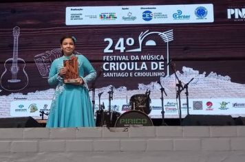 MANOELA DE ALMEIDA MONTEIRO É VICE-CAMPEÃ NO 24º CRIOULINHO DE MÚSICA NATIVISTA