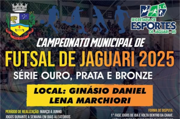  CAMPEONATO MUNICIPAL DE FUTSAL DE JAGUARI 2025 – SÉRIE OURO, PRATA E BRONZE