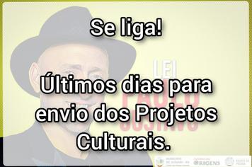 ÚLTIMOS DIAS PARA ENVIO DOS PROJETOS CULTURAIS POR MEIO DA LEI PAULO GUSTAVO