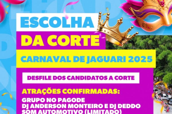 VEM AÍ A ESCOLHA DA CORTE DO CARNAVAL DE JAGUARI 2025!