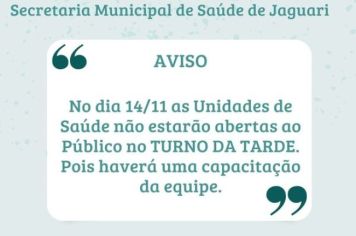 COMUNICADO DA SECRETARIA DE SAÚDE