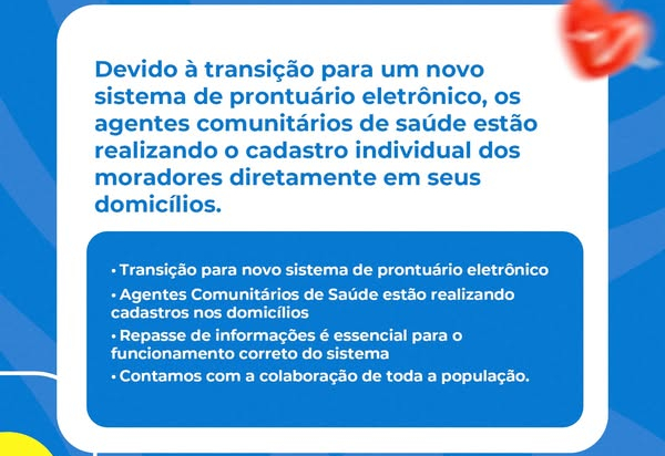 AVISO IMPORTANTE – CADASTRO DE SAÚDE