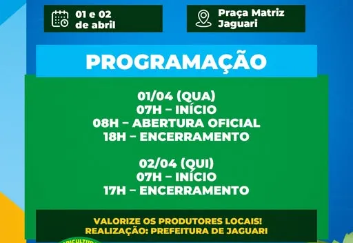 ???????? AMANHÃ É DIA DE FEIRA EM JAGUARI ????????