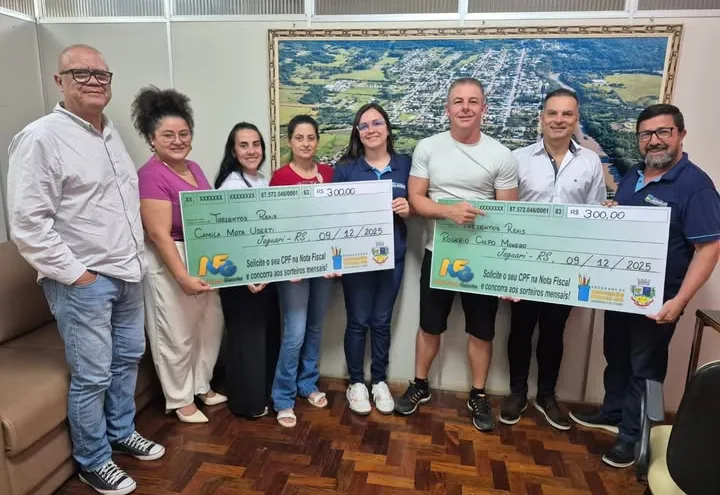 PREFEITURA DE JAGUARI ENTREGA PRÊMIOS DO NOTA FISCAL GAÚCHA