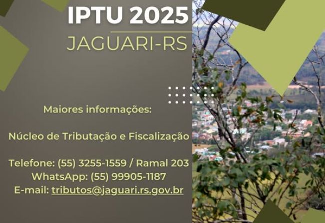 CALENDÁRIO DE PAGAMENTO DE TRIBUTOS MUNICIPAIS – JAGUARI 2025