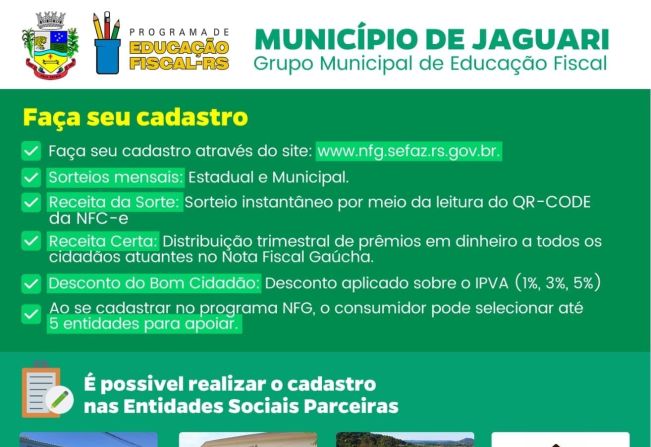 PARTICIPE DO PROGRAMA NOTA FISCAL GAÚCHA E APOIE ENTIDADES LOCAIS