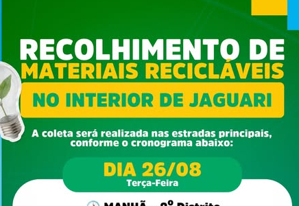 RECOLHIMENTO DE RECICLÁVEIS NO INTERIOR