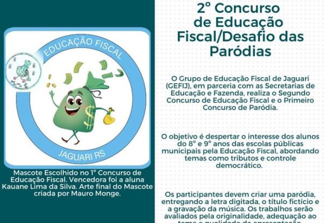 VEM AÍ O CONCURSO DE EDUCAÇÃO FISCAL FISCAL DESAFIO DAS PARÓDIAS
