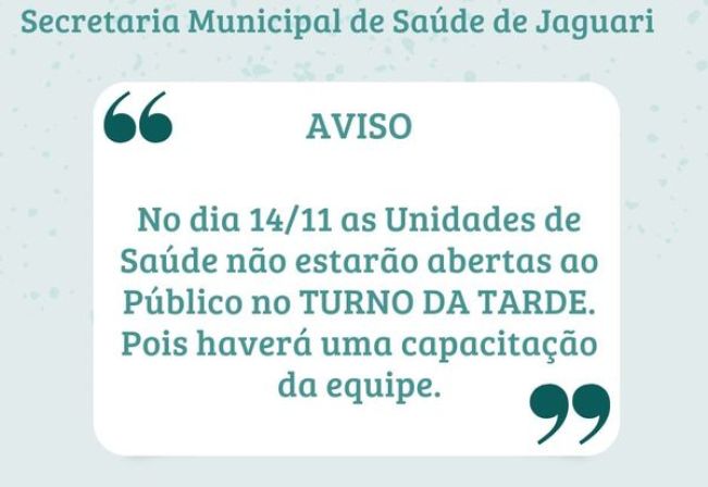 COMUNICADO DA SECRETARIA DE SAÚDE